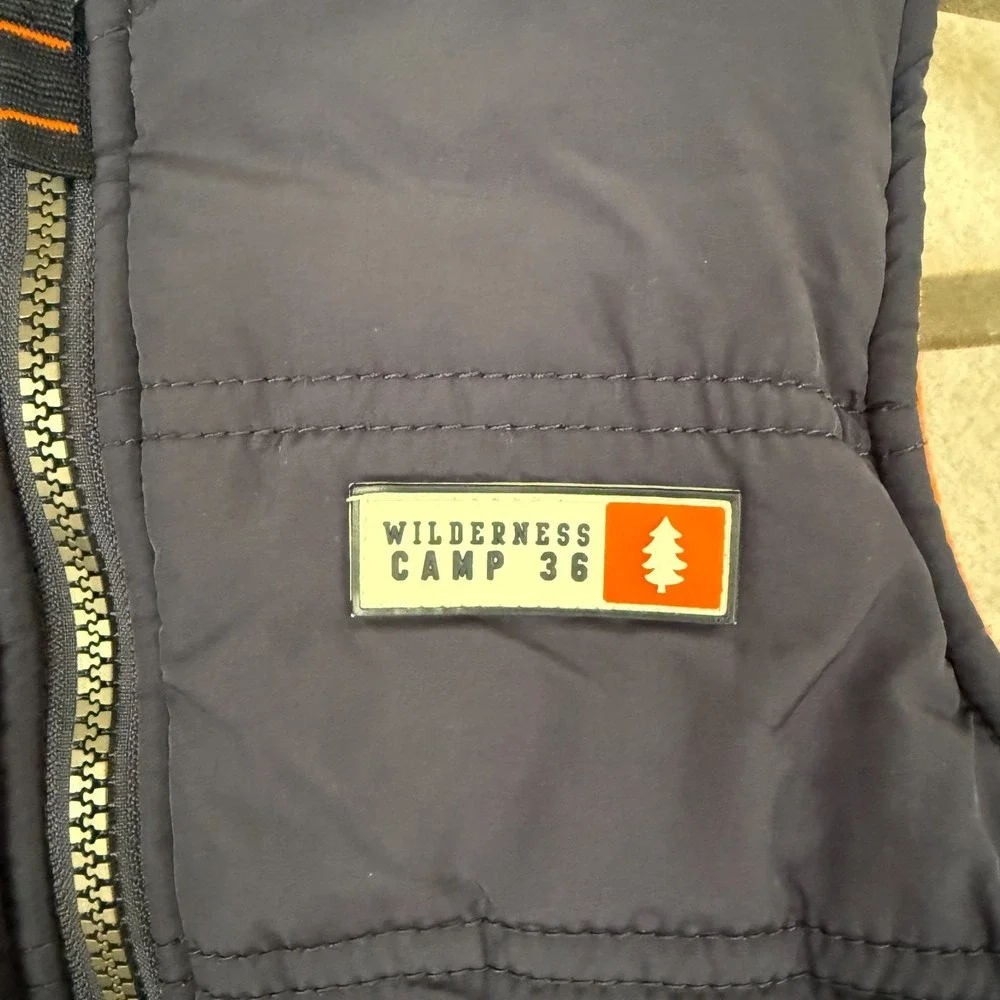 Carter's Boy's Size 4 Blue Fleece Lined Full Zip Vest Wilderness Camp 36